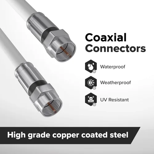 Miniatura 3 de THE CIMPLE CO Cable coaxial RG6 de 35 pies, color blanco, cable coaxial de cobre sólido con conectores, F81/RF, coaxial digital para audio/video, TV
