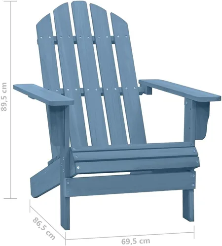Miniatura 2 de Blue Solid Fir Wood Adirondack Chair, Ergonomic Outdoor Lounge Seating for Patio, Garden, & Backyard Relaxation, Weather-Resistant Natural