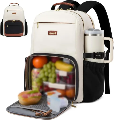 Miniatura 20 de LOVEVOOK Mochila para laptop para mujer con bolsillo para taza de gran capacidad, bolsa de computadora portátil de 15.6 pulgadas, mochila de viaje