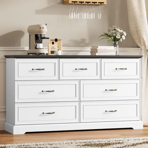 Miniatura 18 de Thacuok Cómoda de 3 cajones para dormitorio, cómoda de madera de 24 pulgadas de ancho, cómoda rústica de granja con cajones grandes y asas de metal