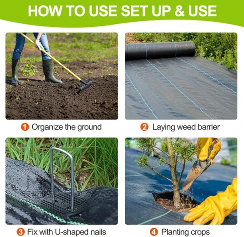 Miniatura 5 de 3ft x 50ft Weed Barrier Fabric Roll, 3.2oz Heavy Duty Woven Geotextile Ground Cover, Breathable Weed Block Cloth for Garden Beds, Vegetable Garden