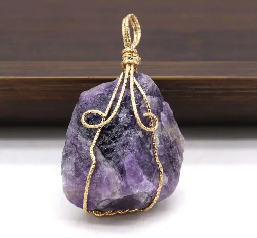 Miniatura 8 de LHJ 6 colgantes de cristal natural crudo irregular, piedra de energía curativa de Reiki, envueltos en cobre para hacer joyas, collares, meditación