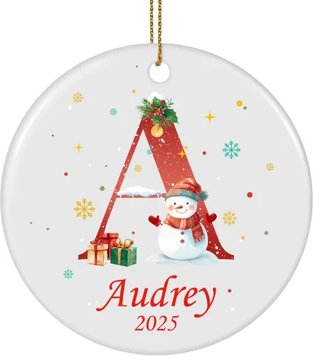 Miniatura 26 de Paquete de 4 adornos de Navidad personalizados 2025 de cerámica personalizada con foto y texto para decoración de árbol de Navidad, primera Navidad
