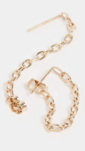 Miniatura 2 de Aretes pequeños de cadena ovalada cuadrada de 14 quilates para mujer, Metal, No aplicable