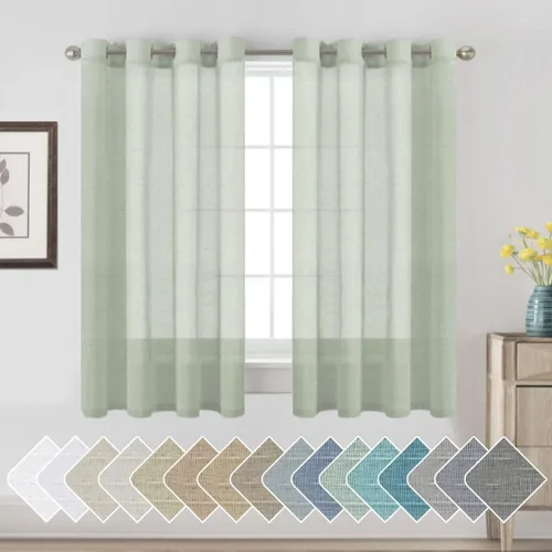 Miniatura 116 de H.VERSAILTEX Cortinas de 96 pulgadas de largo, cortinas de lino/cortinas transparentes de mezcla de lino natural/paneles/cortinas para sala