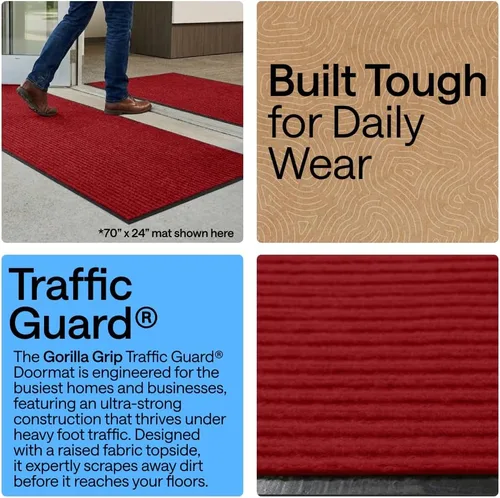 Miniatura 12 de GORILLA GRIP Tapete impermeable para puerta de protección de tráfico, 35 x 23 pulgadas, tapetes de entrada resistentes, tapetes comerciales con Negro