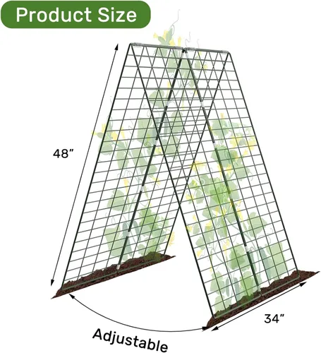 Miniatura 2 de AGTEK Enrejado plegable de pepino de 34 x 48 pulgadas con estacas de jardín y bridas de cremallera, soporte para plantas, un marco de enrejado