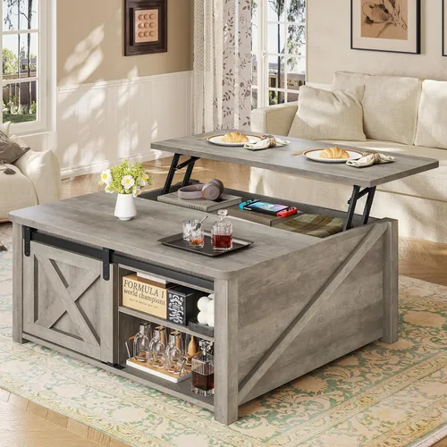 Miniatura 11 de SEDETA Mesa de Centro con Tapa Elevable de 31.5" con Almacenamiento, Mesas de Centro Cuadradas para Sala de Estar, Mesa de Centro Estilo Granja