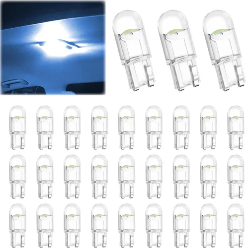 Miniatura 10 de 30 bombillas LED 194 para automóvil, 168 2825 W5W T10 de cuña COB LED de repuesto, bombilla de placa de matrícula de 6000 K, bombilla interior libre