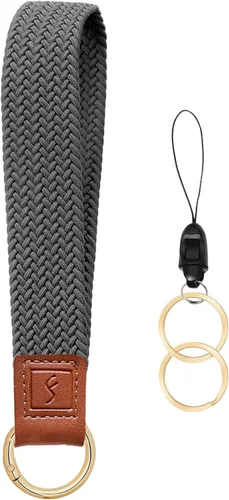 Miniatura 11 de Fishent Llavero elástico, bonito llavero de pulsera, cordón de muñeca tejido mejorado para llaves, llaveros para mujeres y hombres, llaves