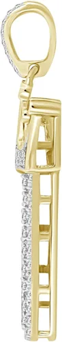 Miniatura 2 de Eternal Bliss Dije redondo de diamante natural con letra A a Z para hombre, oro amarillo de 10 quilates