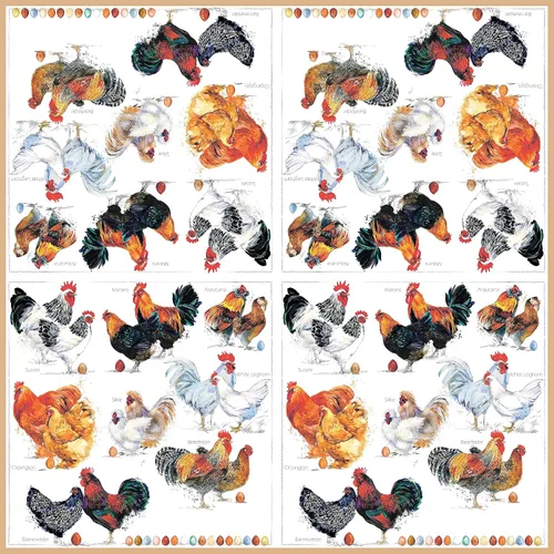 Miniatura 3 de Chicken Collection - 40 servilletas desechables decorativas, diseños de razas de gallos y pollos