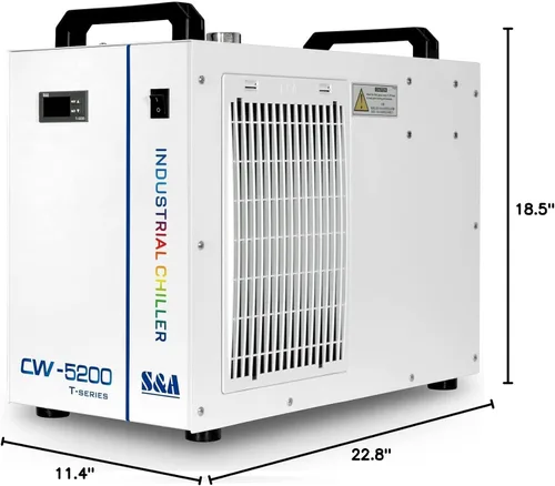 Miniatura 10 de S&A Enfriador de agua industrial CW-5200DH 7L, 0.9HP, 3.43gpm, 5699 BTU/h, para sistemas de grabado láser y corte de CO2 de 60W a 150W