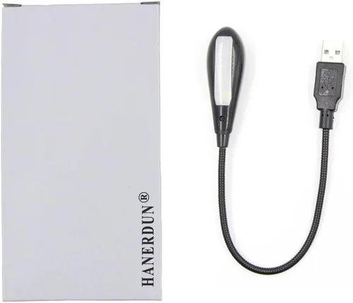 Miniatura 6 de HANERDUN Brillante LED USB Lámpara de lectura de luz para portátil Cuello Flexible Negro