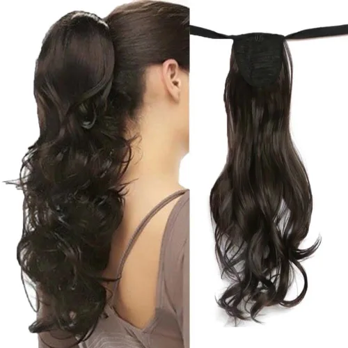 Miniatura 12 de Extensión de cabello sintético rizado con clip, cola de caballo larga, con clip, para niñas, mujeres y mujeres