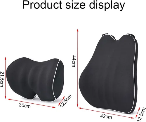 Miniatura 3 de Kit de cojín lumbar para automóvil, cojín de espalda y reposacabezas para el cuello, espuma viscoelástica con alivio del dolor de espalda