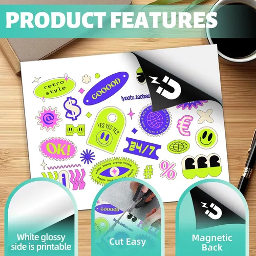 Miniatura 5 de 50 hojas en masa de papel magnético mate imprimible para impresora de inyección de tinta, haz fotos para refrigerador, 13.5 mil, 8.5 x 11 pulgadas