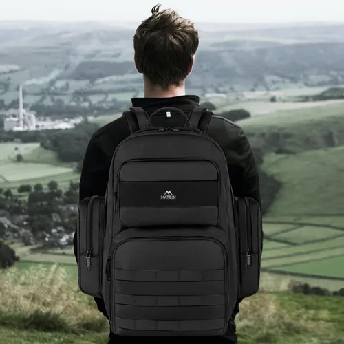 Miniatura 8 de MATEIN Mochila de almuerzo para hombres de trabajo, mochila táctica de 15.6 pulgadas con compartimento para el almuerzo, mochilas grandes para Negro