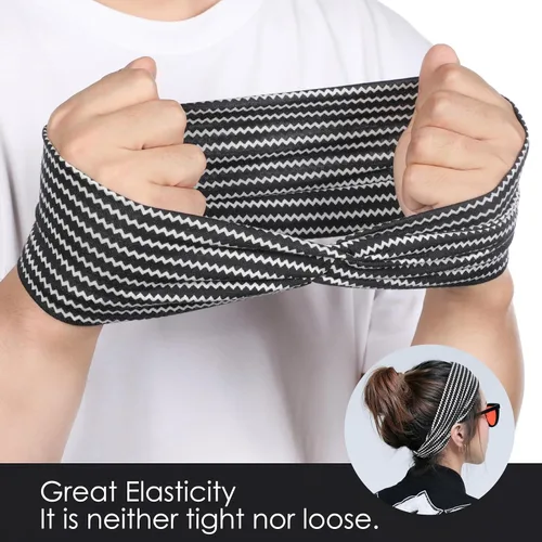 Miniatura 3 de Achiou Diademas bohemias para mujer, bandas para la cabeza anudadas para el cabello rizado para mujer, antideslizantes, bandas anchas de tela