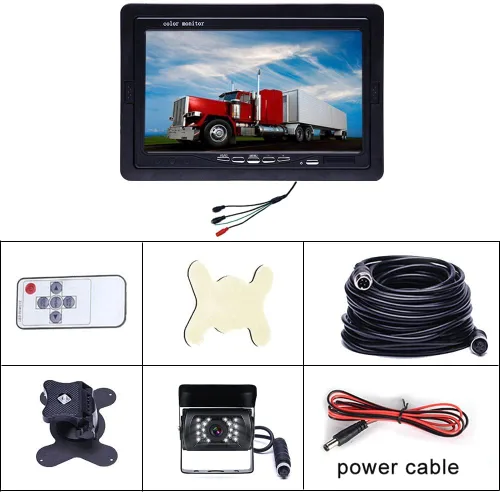 Miniatura 7 de Hikity Cámara de respaldo de 7 pulgadas con kit de monitor, cámara de visión nocturna LED IR impermeable de 18 infrarrojos + monitor de visión