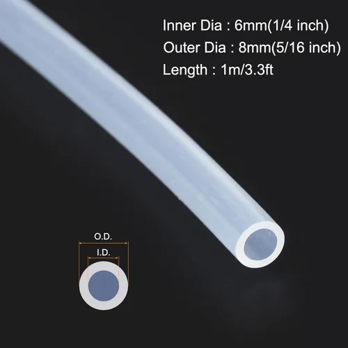 Miniatura 2 de MECCANIXITY 1 m de tubo de silicona transparente de goma de 1/4" ID 5/16" OD tubo de plástico manguera de aire flexible para elaboración de cerveza
