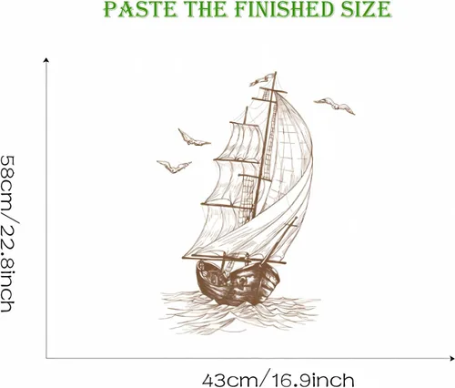 Miniatura 6 de Calcomanías de pared con diseño de gaviota, diseño de un velero, sacinora Travel Adventure, inspirador Wanderlust Velero, calcomanías de pared