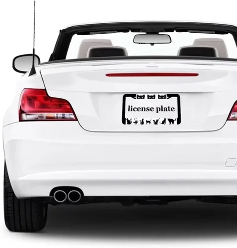 Miniatura 5 de Black White Cat License Plate Frame 2 Pack Cute Animal Cat Pattern Car Tag Holder with Screws Caps Aluminum Metal 12.3 x 6.3 Inch 2 Holes Design