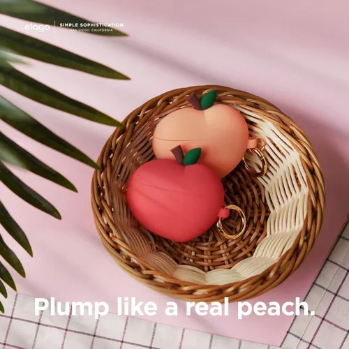 Miniatura 2 de elago Peach - Funda compatible con Apple AirPods Pro, diseño 3D con llavero, soporta carga inalámbrica (melocotón)