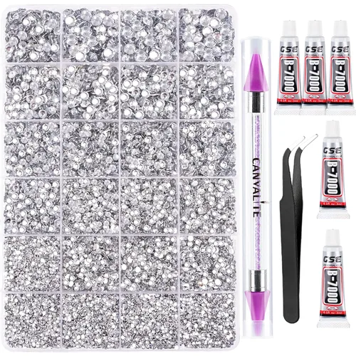 Miniatura 29 de Canvalite 5000 diamantes de imitación de resina para manualidades con pegamento de joyería B7000 de 0.3 fl oz, 1 caja de cristales de diamante
