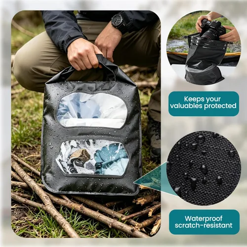 Miniatura 6 de Bolsa de lavado de viaje, diseño de válvula de aire 2 en 1 para lavado separado y menos uso de agua, bolsa de lavado portátil de viaje para camping
