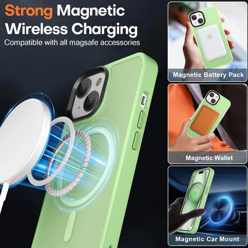Miniatura 114 de Fuerte magnético para iPhone 11, compatible con Magsafe, [resistente a caídas de 13 pies] Funda trasera translúcida mate con sensación de piel