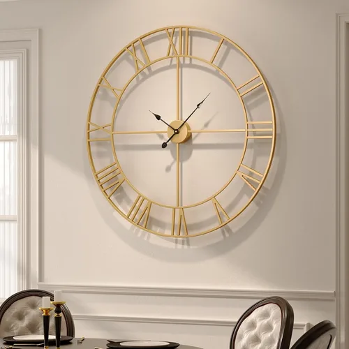 Miniatura 50 de Reloj de pared negro de 16 pulgadas decorativo, moderno reloj de metal para sala de estar, funciona con pilas, silencioso, sin tictac, números