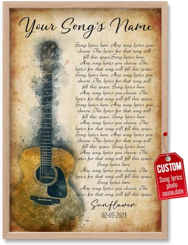 Miniatura 38 de H-DEWALL Póster personalizado de letras de canciones, regalos para marido, foto inspiradora, arte de pared, decoración de casa, sala de estar