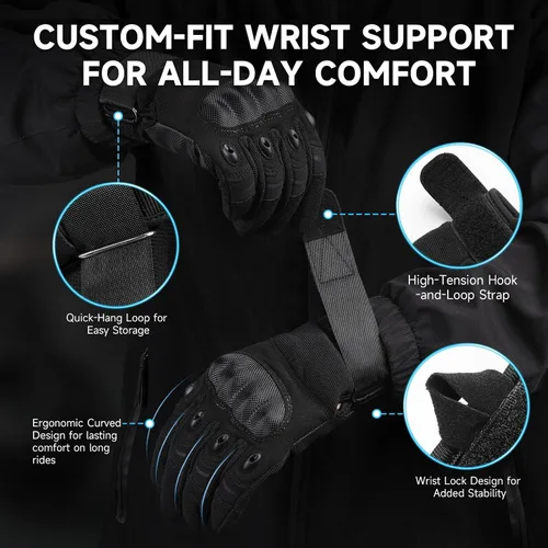 Miniatura 7 de Cierto Guantes de motocicleta para hombres y mujeres: guantes tácticos para pantalla táctil con dedo completo, nudillos duros transpirables y muñeca