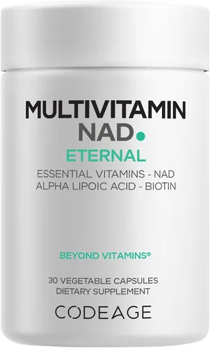 Codeage Suplemento multivitamínico NAD – Energía NAD+ y apoyo al envejecimiento saludable – Vitamina D3 K2, P5P, B12 metilado, ácido alfa lipoico,