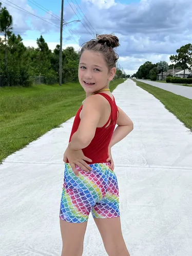 Miniatura 5 de Zaclotre Pantalones cortos de gimnasia para niños y niñas, bailarina, con brillo, pantalones cortos de gimnasia atlética
