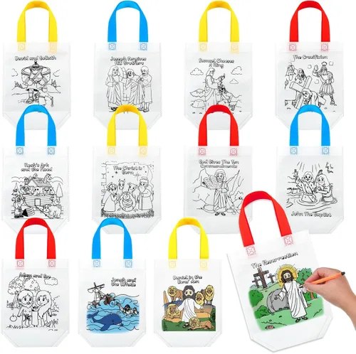 36 bolsas cristianas para colorear para niños, manualidades cristianas, suministros de escuela dominical, regalos religiosos para niños