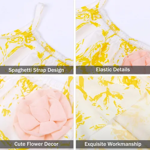 Miniatura 47 de LittleSpring Conjunto de verano para niñas con camiseta sin mangas y pantalones cortos florales