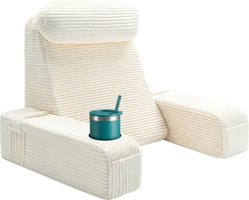 Miniatura 21 de Almohada de lectura para adultos, almohada de espalda para sentarse en la cama, almohada de respaldo para sentarse en la cama, brazos desmontables