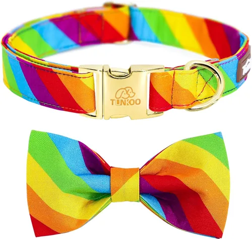 Miniatura 9 de Collar de Navidad para perro Tunkoo con elegante corbatín, collar suave y cómodo de algodón ajustable, hebilla de metal premium para cachorros
