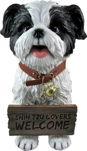 DWK Letrero decorativo de bienvenida para perros en el porche delantero, estatua decorativa de bienvenida para el porche delantero | Estatuas negro