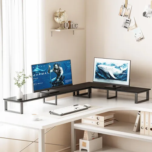 Miniatura 3 de aboxoo Elevador de TV de 45 pulgadas para TV de 32 a 60 pulgadas, estante elevador de TV, elevador de soporte de TV de mesa, mesa de monitor de Negro
