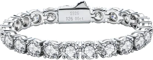 Miniatura 19 de AnuClub 11.1CT-32CT Moissanite Tennis Bracelet 925 Sterling Silver Round Cut 4MM/6.5MM D Color VVS1 Moissanites Classic Bracelets for Women Men