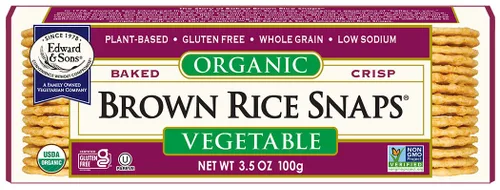 Miniatura 8 de Edward & Sons Snaps de arroz integral de cebolla tostada orgánica, horneado al horno, grano entero, sin gluten, bajo en sodio, bajo en grasa