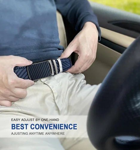 Miniatura 8 de KEMISANT Cinturón para hombre, cinturón de trinquete de cuero, ajuste personalizable, estilo sin esfuerzo de 1.378 in