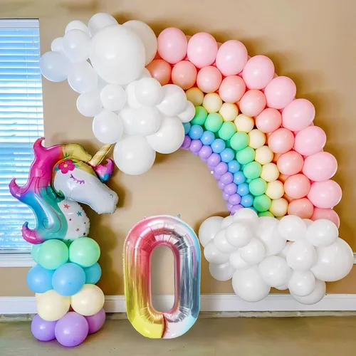 Miniatura 4 de Globos gigantes de 40 pulgadas arcoíris con número 0, globos de cumpleaños, globos de helio de mylar de lámina para decoraciones de fiesta