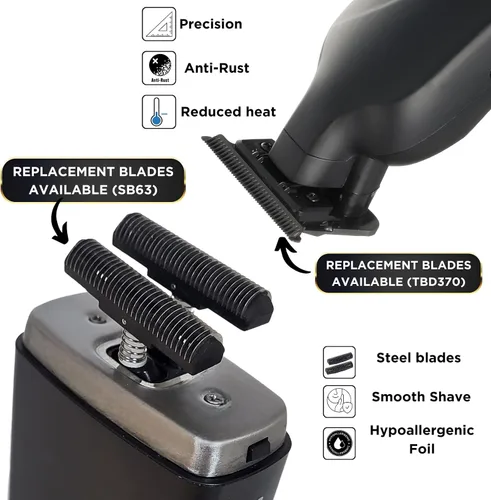 Miniatura 3 de Supreme Trimmer Vader Trimmer & Crunch Foil Shaver Kit de corte de pelo para barbería profesional DLC T-Blade Recortadora de barba ST3778 & STF602