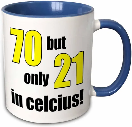 Miniatura 11 de 3dRose 70 but only 21 in Celsius. Yellow. 11oz Two-Tone Black Mug