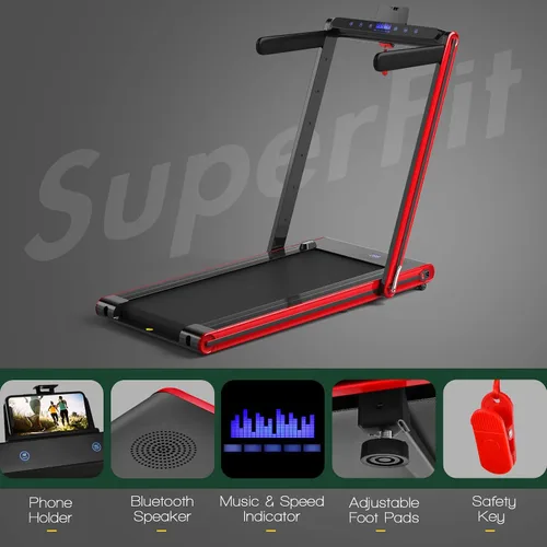 Miniatura 9 de GYMAX Caminadora 2 en 1 para debajo del escritorio, máquina de correr plegable con pantalla LED doble, aplicación y control remoto, almohadilla