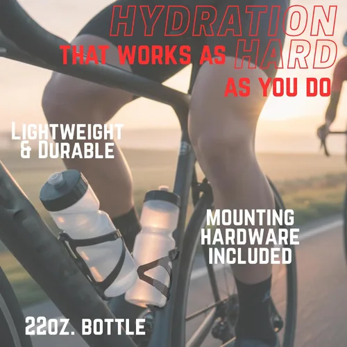 Miniatura 5 de Bike Water Bottle Holder & Bottle Combo – 2-Pack 22 oz Sports Squeeze Bottles with Pull Top Cap & Easy-Install Bike Cage – Made in USA – 50 Strong